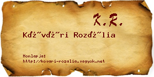 Kővári Rozália névjegykártya